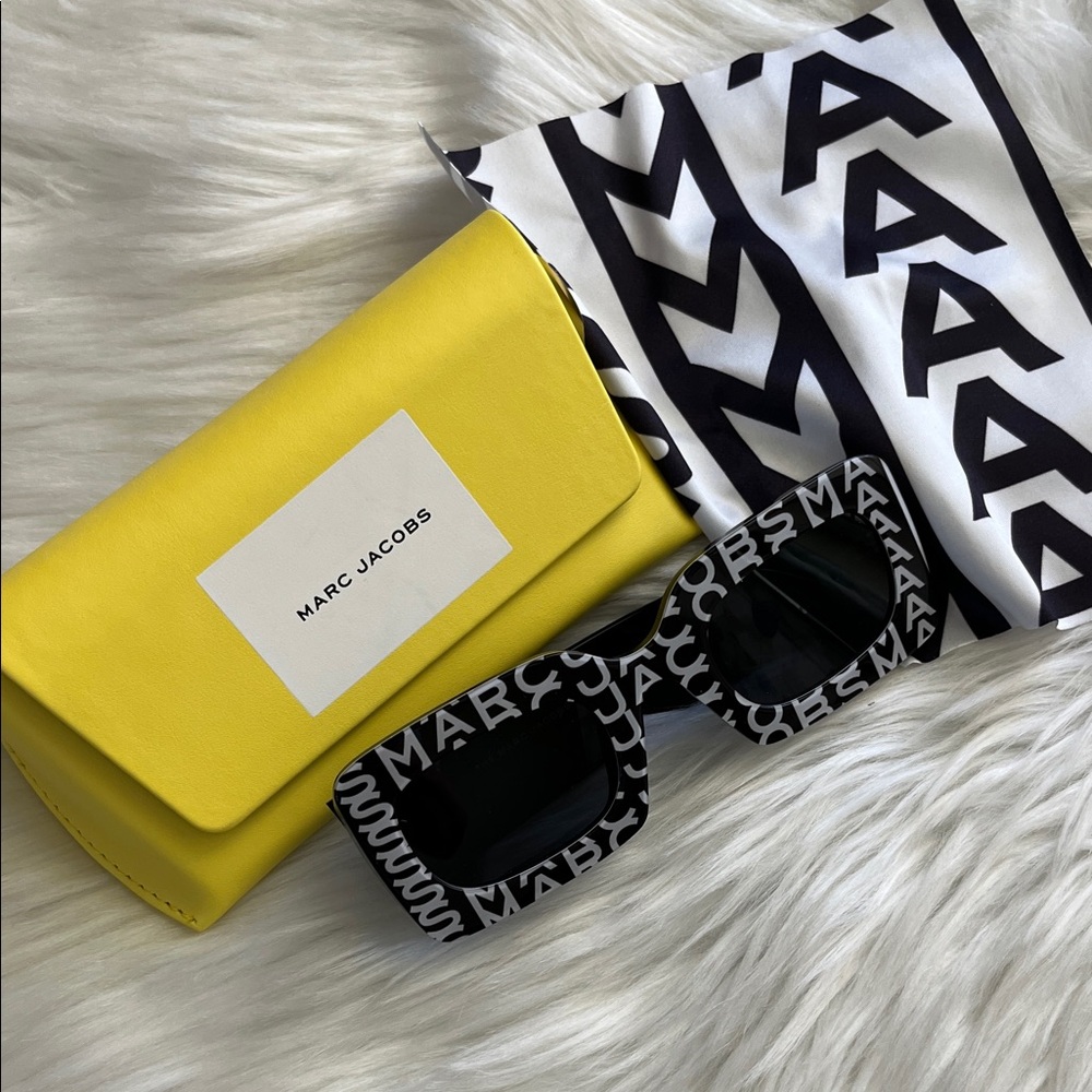Marc Jacobs Black and White Sunglasses with Yellow Case